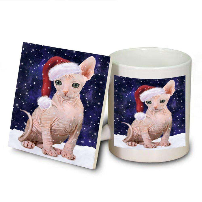 Let It Snow Happy Holidays Sphynx Cat Christmas Mug and Coaster Set MUC0471