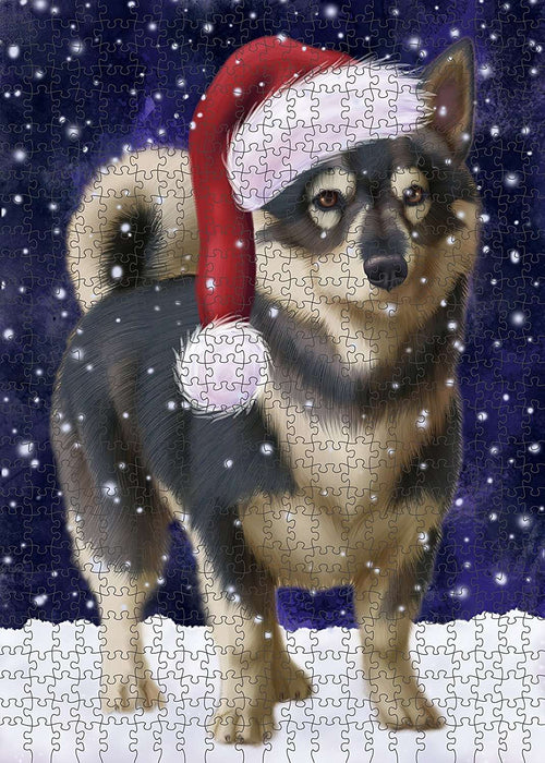 Let It Snow Happy Holidays Swedish Vallhund Dog Christmas Puzzle with Photo Tin PUZL2214