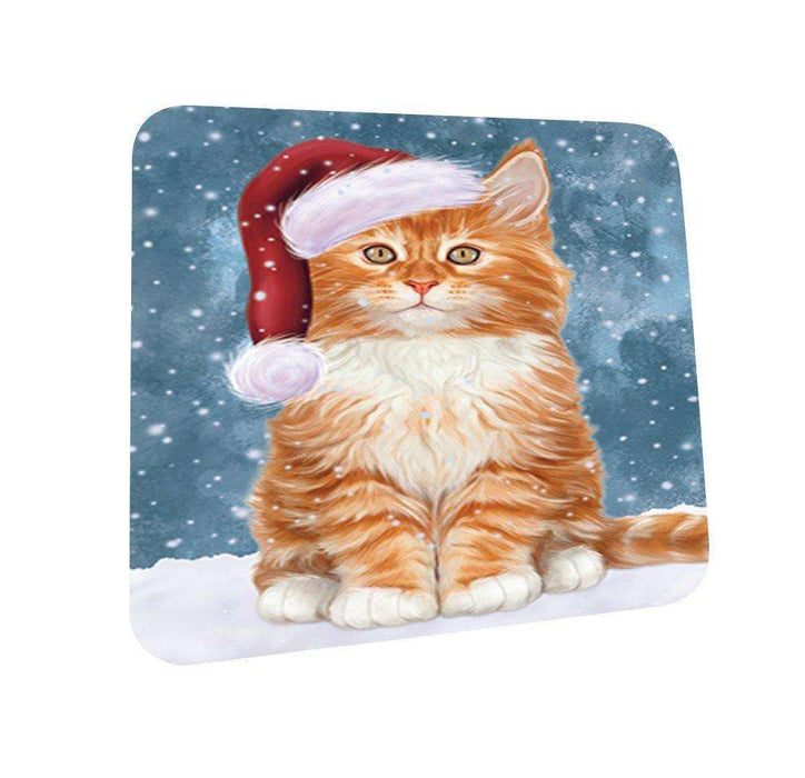 Let It Snow Happy Holidays Tabby Cat Christmas Coasters CST344 (Set of 4)