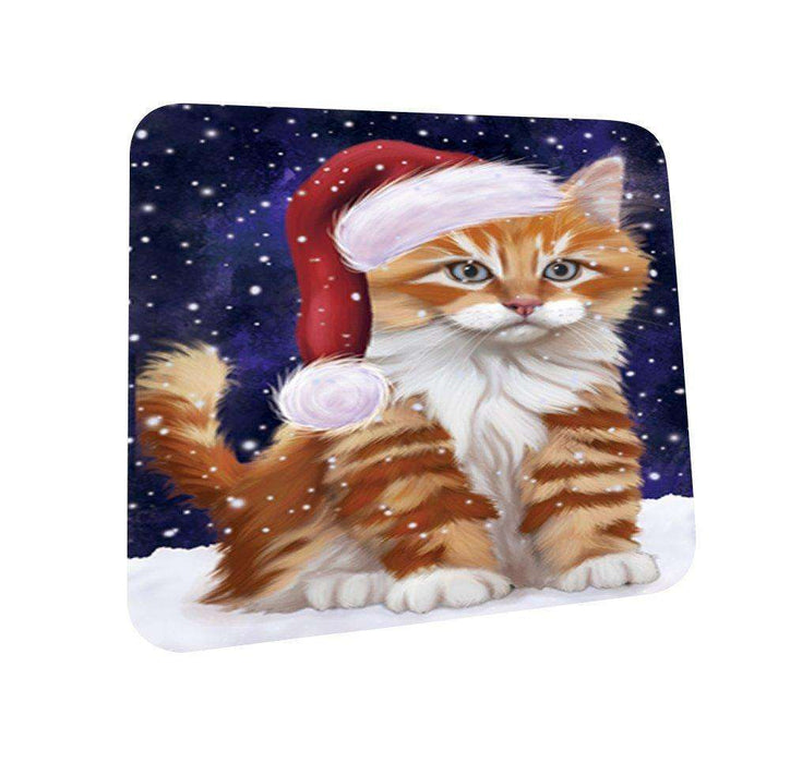 Let It Snow Happy Holidays Tabby Cat Christmas Coasters CST345 (Set of 4)