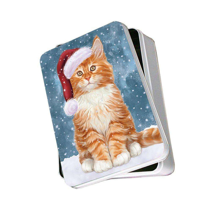 Let It Snow Happy Holidays Tabby Cat Christmas Photo Storage Tin PTIN0472