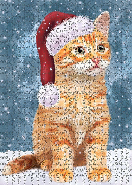 Let It Snow Happy Holidays Tabby Cat Christmas Puzzle  PUZL786