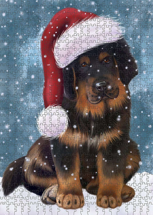 Let It Snow Happy Holidays Tibetan Mastiff Puppy Christmas Puzzle with Photo Tin PUZL2232