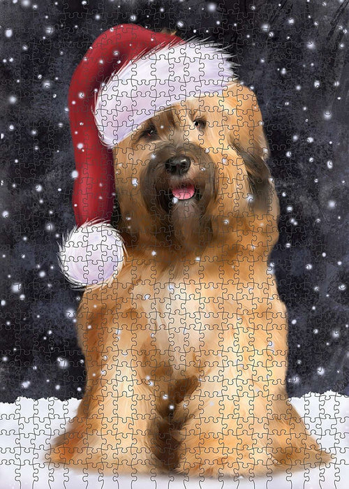 Let It Snow Happy Holidays Tibetan Terrier Dog Christmas Puzzle with Photo Tin PUZL2238