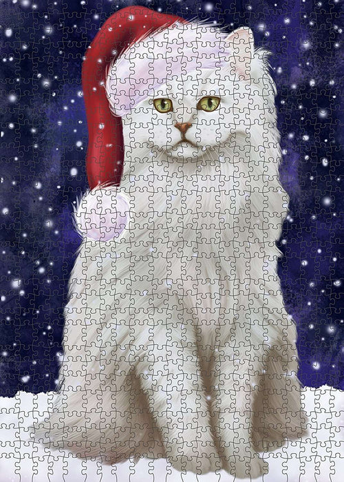 Let It Snow Happy Holidays Tiffany Cat Christmas Puzzle with Photo Tin PUZL2244
