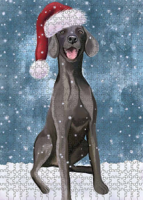 Let It Snow Happy Holidays Weimaraner Dog Christmas Puzzle with Photo Tin PUZL2262