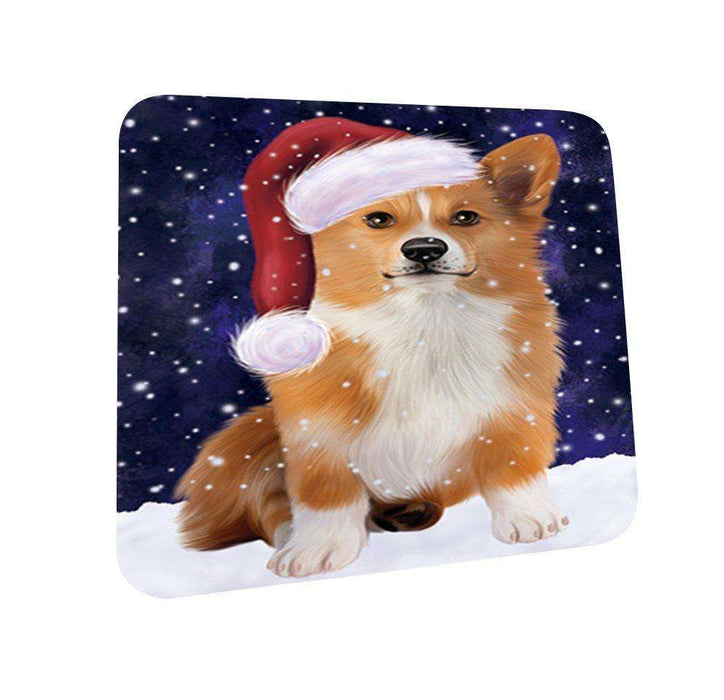 Let It Snow Happy Holidays Welsh Corgi Dog Christmas Coasters CST218 (Set of 4)