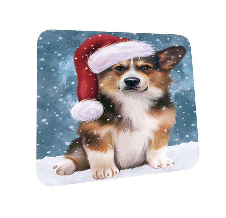 Let It Snow Happy Holidays Welsh Corgi Dog Christmas Coasters CST219 (Set of 4)