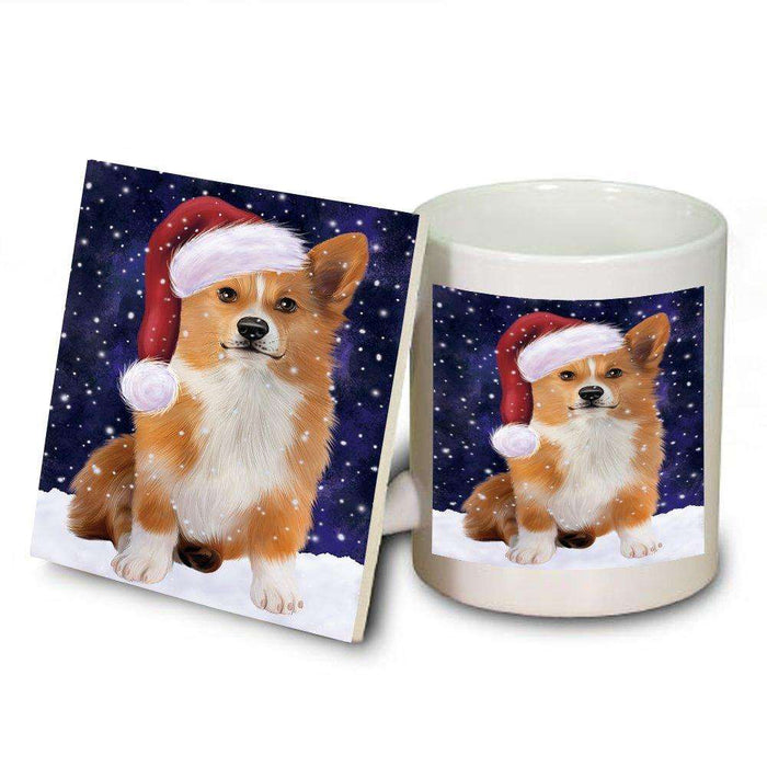 Let It Snow Happy Holidays Welsh Corgi Dog Christmas Mug and Coaster Set MUC0312