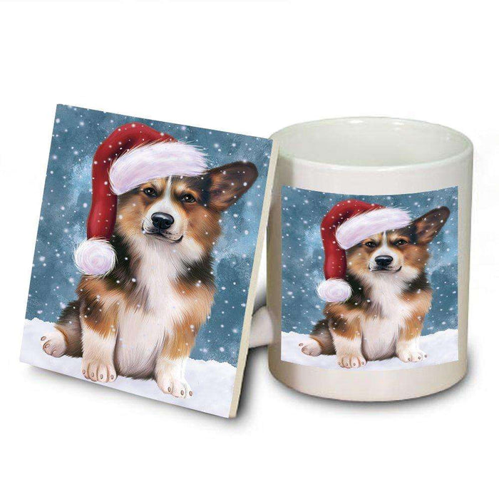 Let It Snow Happy Holidays Welsh Corgi Dog Christmas Mug and Coaster Set MUC0313