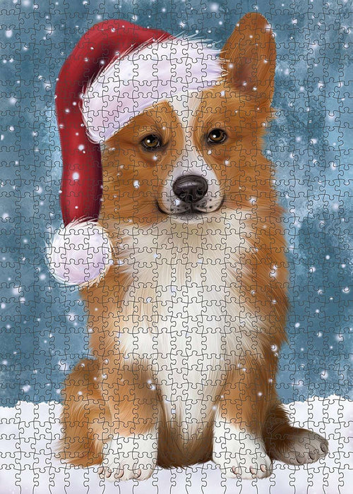 Let It Snow Happy Holidays Welsh Corgi Dog Christmas Puzzle with Photo Tin PUZL2268