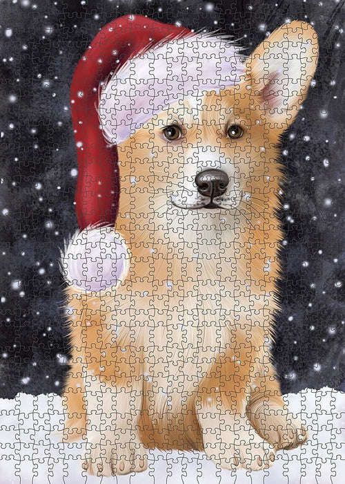Let It Snow Happy Holidays Welsh Corgi Dog Christmas Puzzle with Photo Tin PUZL2271