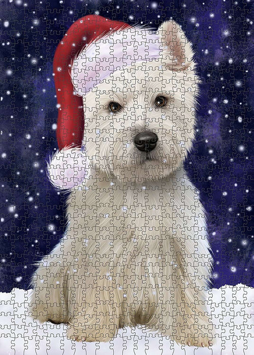 Let It Snow Happy Holidays West Highland White Terrier Dog Christmas Puzzle with Photo Tin PUZL2274