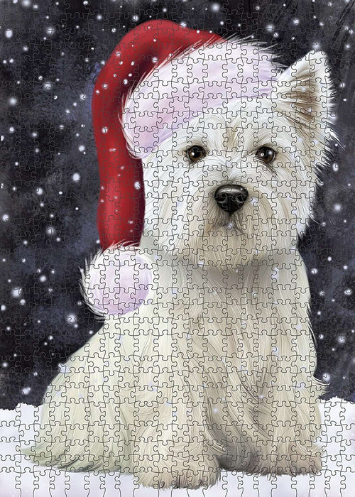 Let It Snow Happy Holidays West Highland White Terrier Dog Christmas Puzzle with Photo Tin PUZL2277