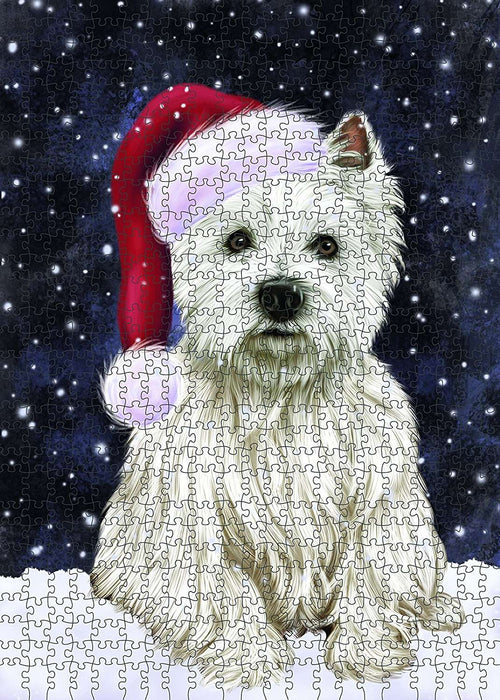 Let It Snow Happy Holidays West Highland White Terrier Dog Christmas Puzzle  PUZL849