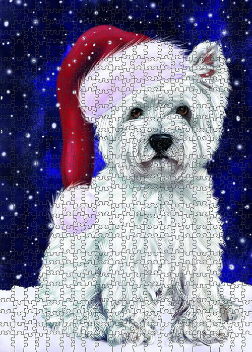 Let It Snow Happy Holidays West Highland White Terrier Dog Christmas Puzzle with Photo Tin PUZL852