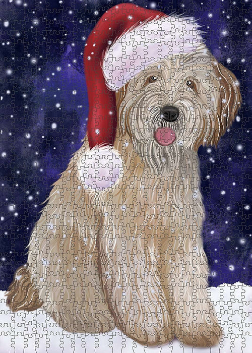 Let It Snow Happy Holidays Wheaten Terrier Dog Christmas Puzzle with Photo Tin PUZL2280