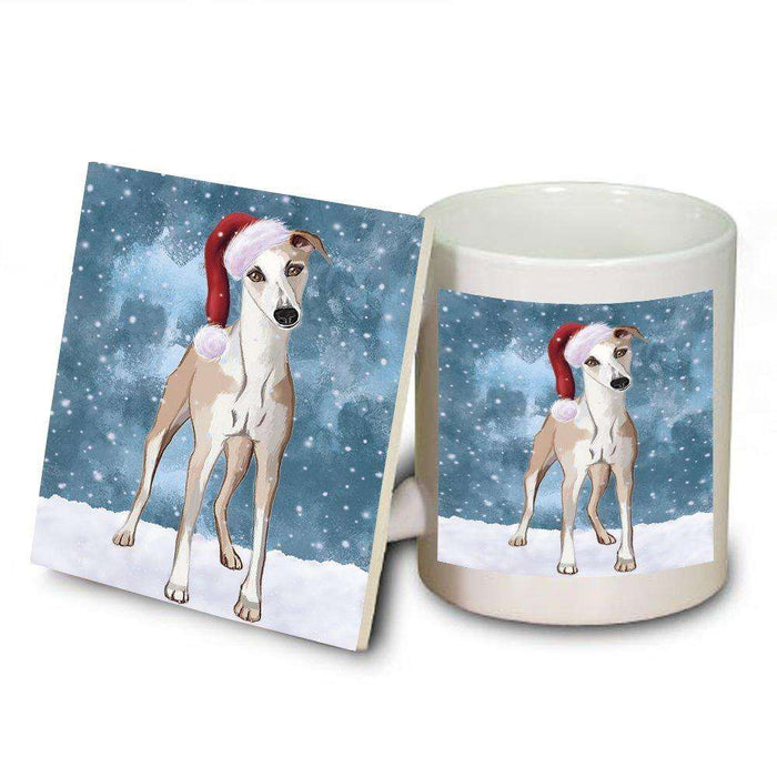 Let It Snow Happy Holidays Whippet Dog Christmas Mug and Coaster Set MUC0316