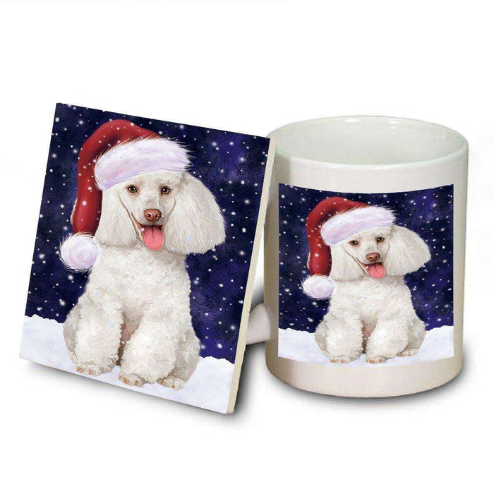 Let It Snow Happy Holidays White Poodle Dog Christmas Mug and Coaster Set MUC0317