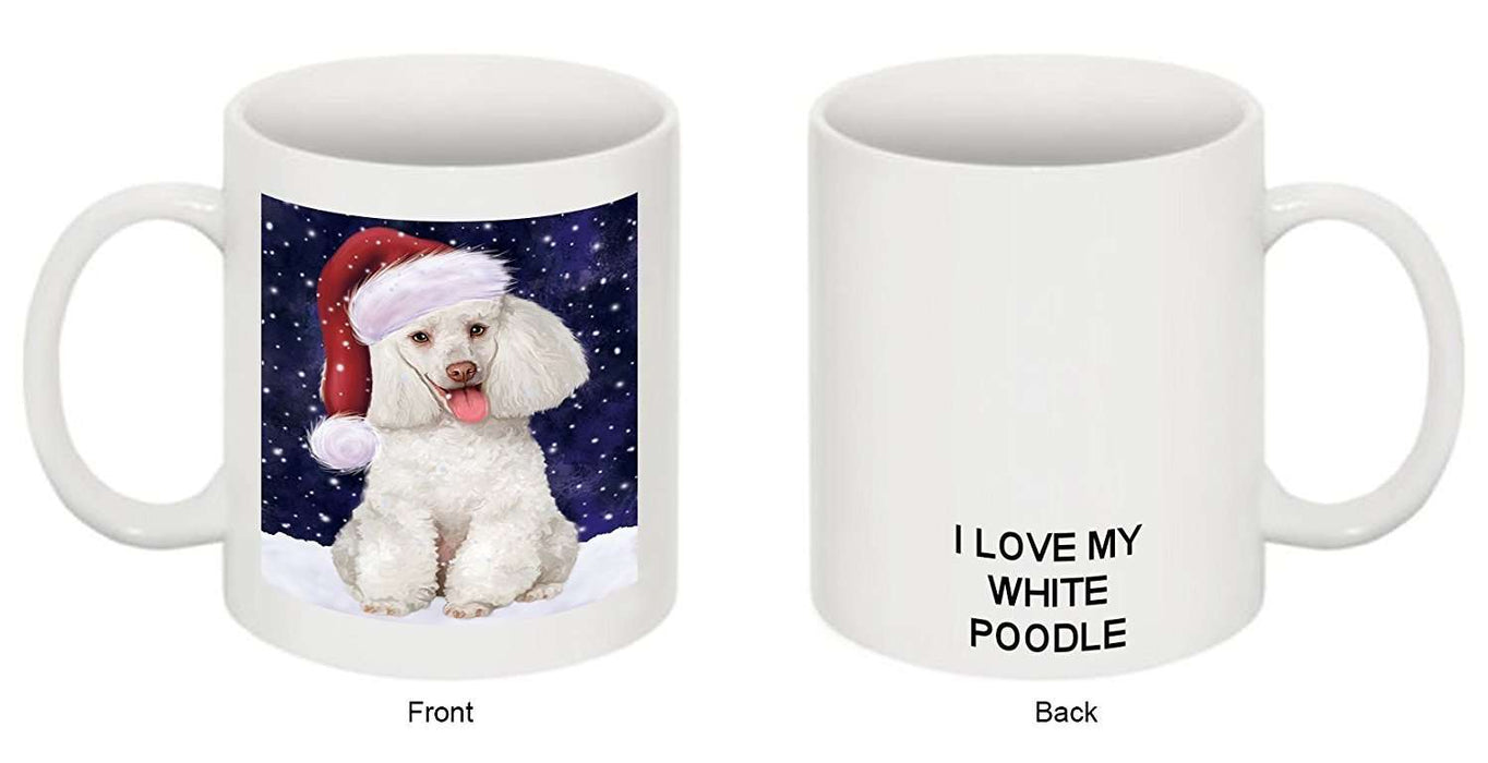 Let It Snow Happy Holidays White Poodle Dog Christmas Mug CMG0340
