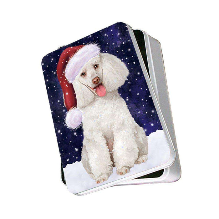 Let It Snow Happy Holidays White Poodle Dog Christmas Photo Storage Tin PTIN0317