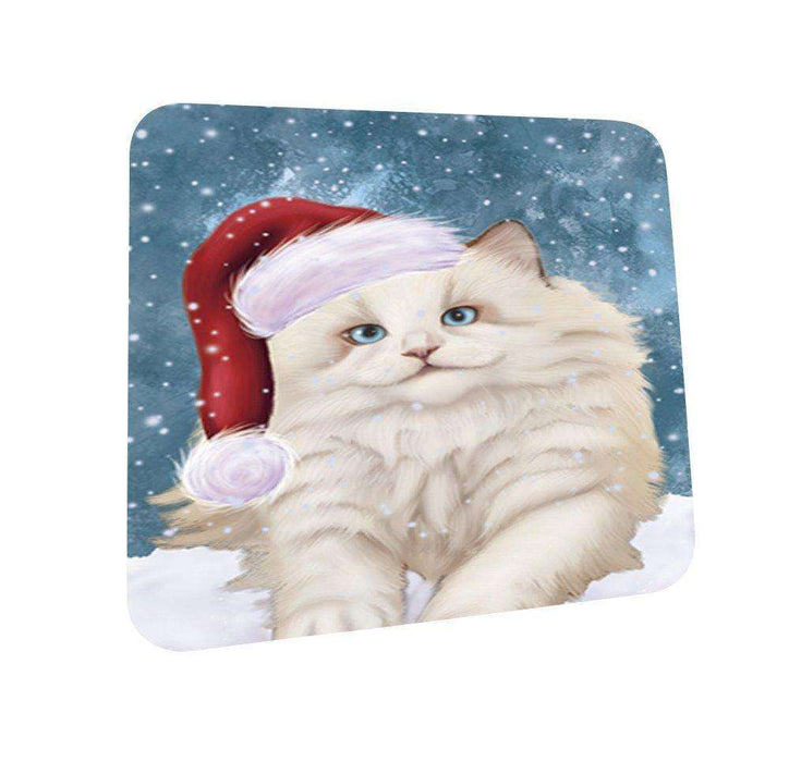 Let It Snow Happy Holidays White Ragdoll Cat Christmas Coasters CST224 (Set of 4)