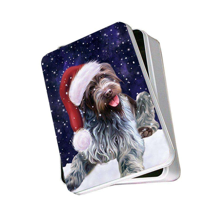 Let It Snow Happy Holidays Wirehaired Pointing Griffon Dog Christmas Photo Storage Tin PTIN0319