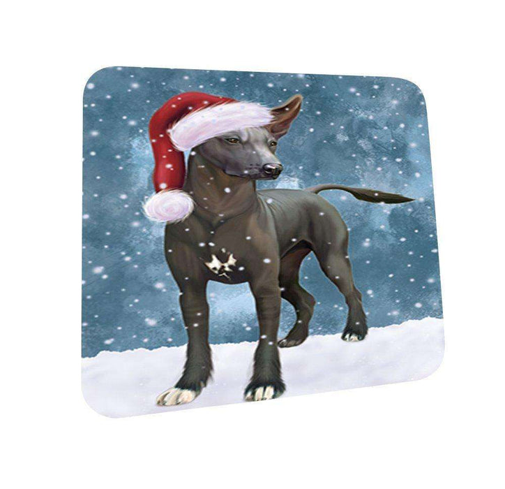 Let It Snow Happy Holidays Xoloitzcuintli Mexican Haireless Dog Christmas Coasters CST226 (Set of 4)
