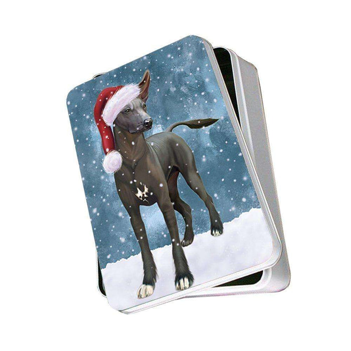 Let It Snow Happy Holidays Xoloitzcuintli Mexican Haireless Dog Christmas Photo Storage Tin PTIN0320