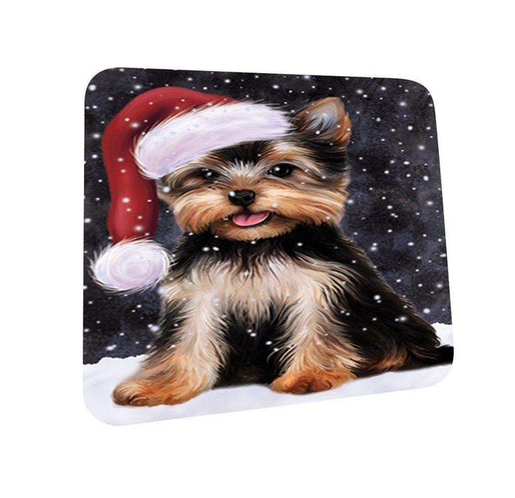Let It Snow Happy Holidays Yorkshire Terrier Dog Christmas Coasters CST227 (Set of 4)