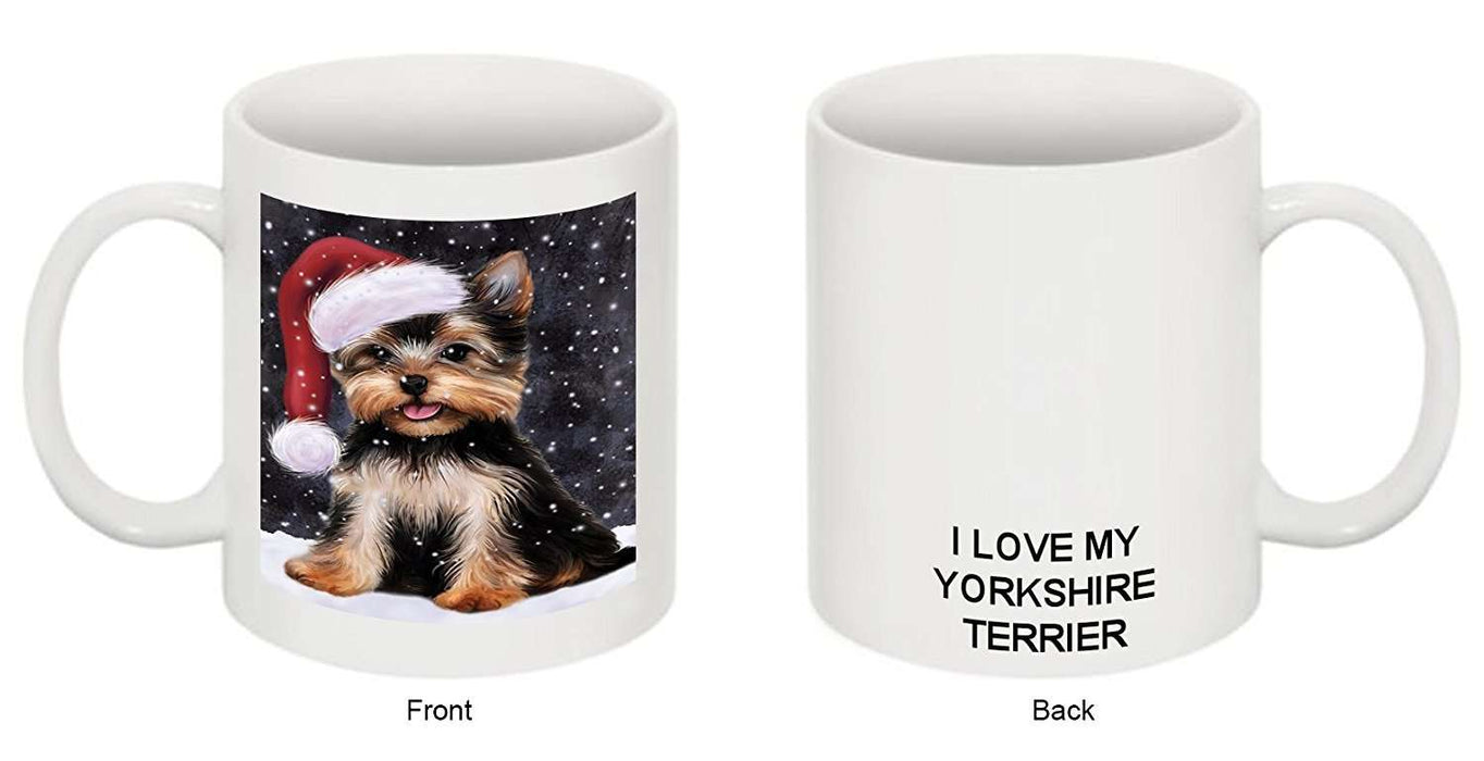 Let It Snow Happy Holidays Yorkshire Terrier Dog Christmas Mug CMG0344