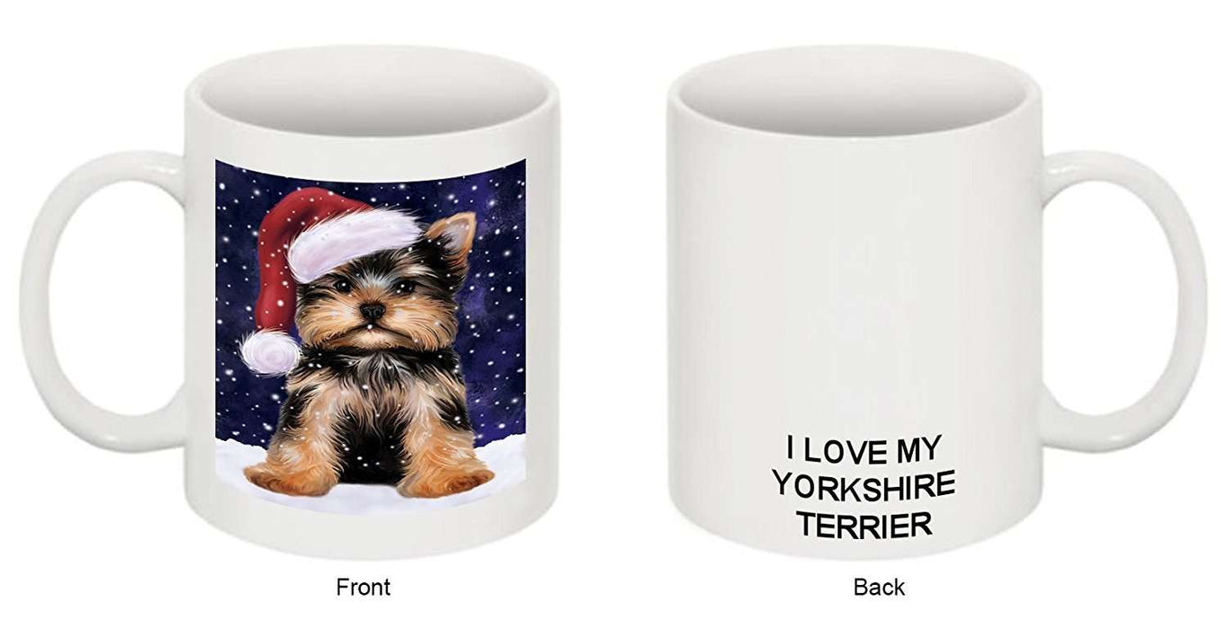 Let It Snow Happy Holidays Yorkshire Terrier Dog Christmas Mug CMG0345