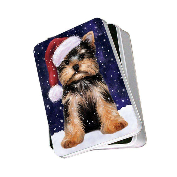 Let It Snow Happy Holidays Yorkshire Terrier Dog Christmas Photo Storage Tin PTIN0322