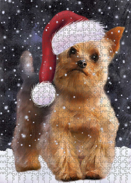 Let It Snow Happy Holidays Yorkshire Terrier Dog Christmas Puzzle with Photo Tin PUZL2292