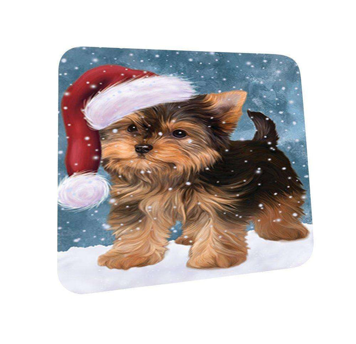 Let It Snow Happy Holidays Yorkshire Terrier Puppy Christmas Coasters CST229 (Set of 4)