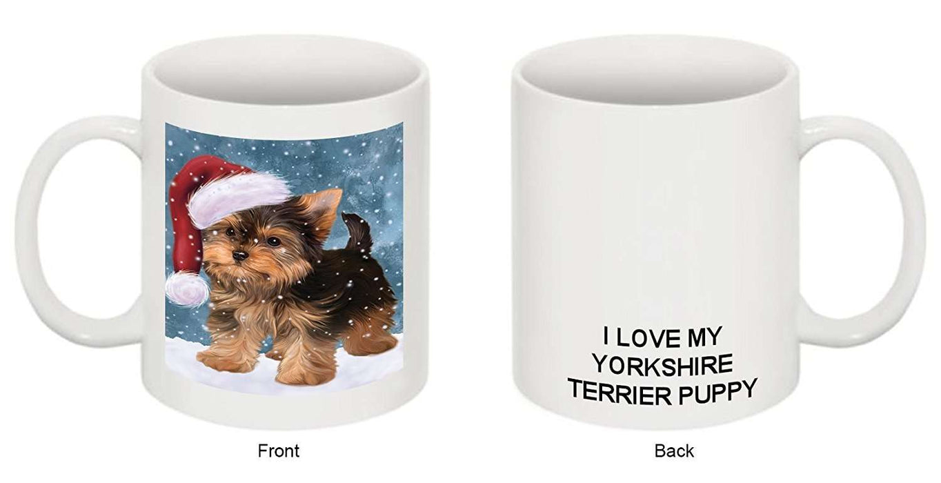Let It Snow Happy Holidays Yorkshire Terrier Puppy Christmas Mug CMG0346