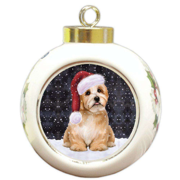 Let It Snow Havanese Dog Christmas Round Ball Ornament POR956