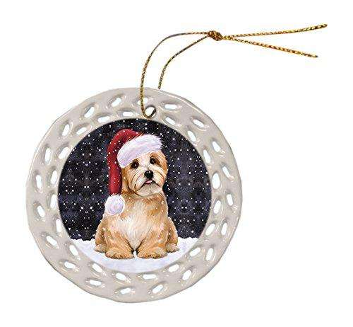 Let It Snow Havanese Dog Christmas Round Doily Ornament POR354