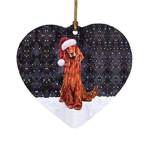 Let It Snow Irish Setter Dog Christmas Heart Ornament POR2047