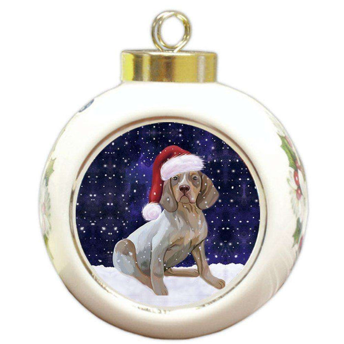 Let It Snow Navarro Dog Christmas Round Ball Ornament POR934