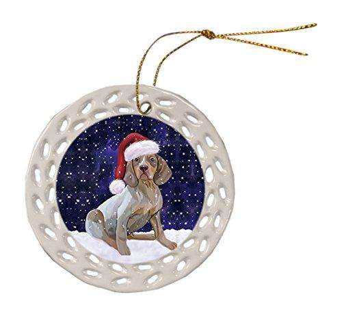Let It Snow Navarro Dog Christmas Round Doily Ornament POR332