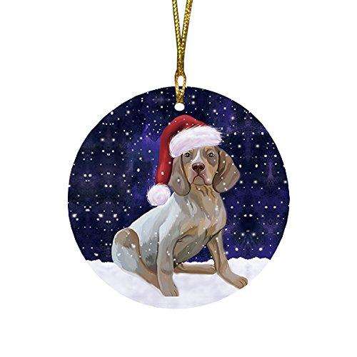 Let It Snow Navarro Dog Christmas Round Flat Ornament POR1498