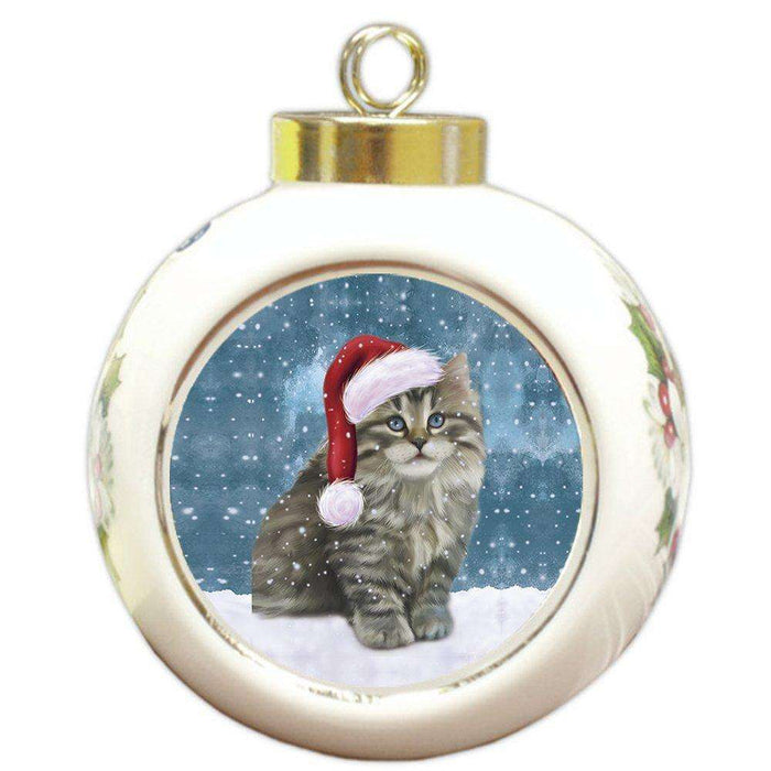 Let It Snow Persian Cat Christmas Round Ball Ornament POR939
