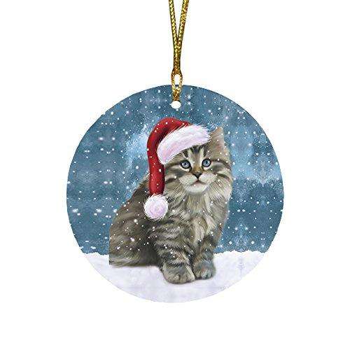 Let It Snow Persian Cat Christmas Round Flat Ornament POR1503