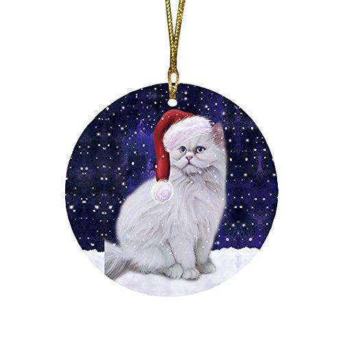 Let It Snow Persian Cat Christmas Round Flat Ornament POR1505