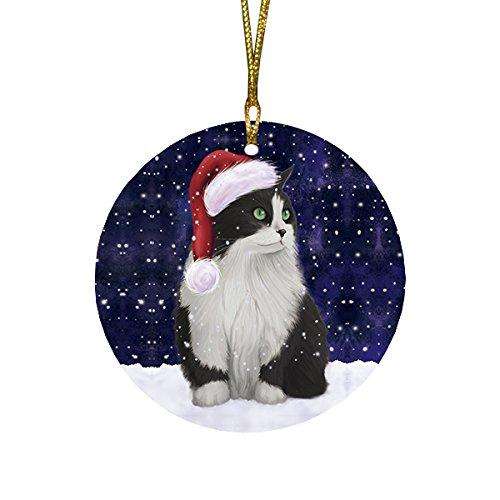 Let It Snow Persian Cat Christmas Round Flat Ornament POR1506