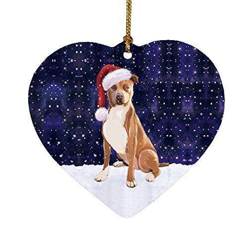 Let It Snow Pit Bull Dog Christmas Heart Ornament POR2037