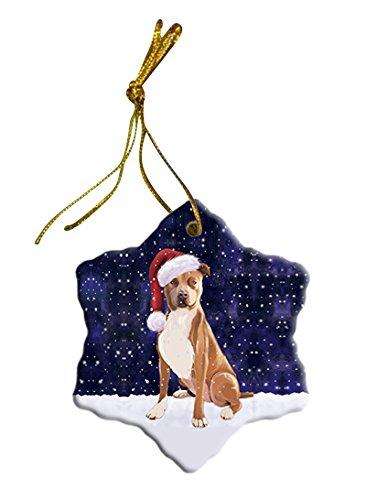 Let It Snow Pit bull Dog Christmas Star Ornament POR2664