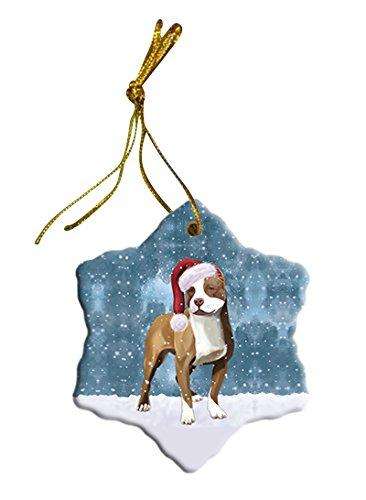 Let It Snow Pit bull Dog Christmas Star Ornament POR2665
