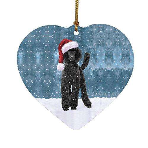 Let It Snow Poodle Black Dog Christmas Heart Ornament POR2040